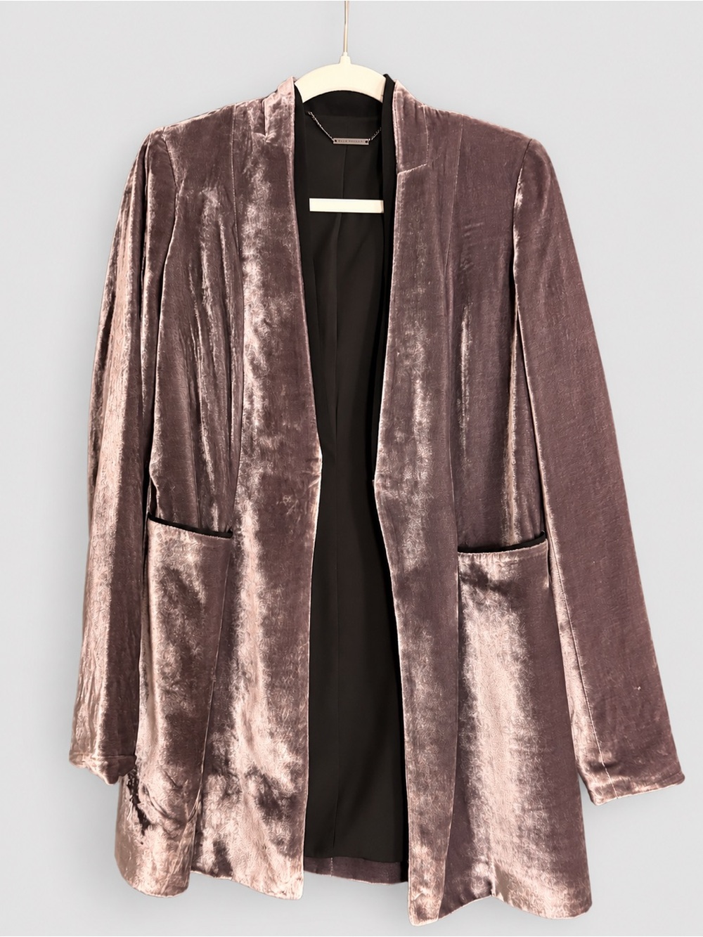 Elie Tahari Purple Velvet Longline Jacket Size 2